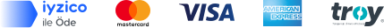iyzico, Mastercard, Visa, American Express ve TROY ödeme logosu bandı
